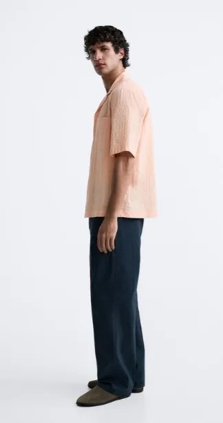 ZARA Short Sleeves Shirts: Plain Cotton