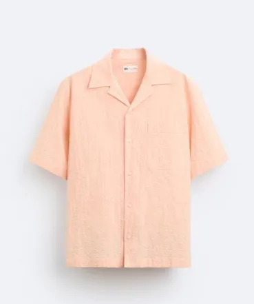 ZARA Short Sleeves Shirts: Plain Cotton