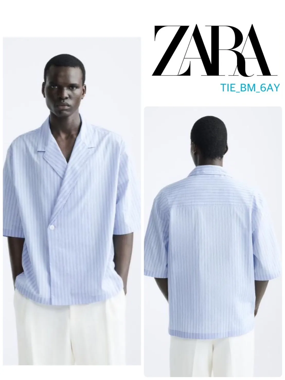 ZARA Striped Short Sleeves Cotton Shirts