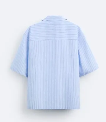 ZARA Striped Short Sleeves Cotton Shirts