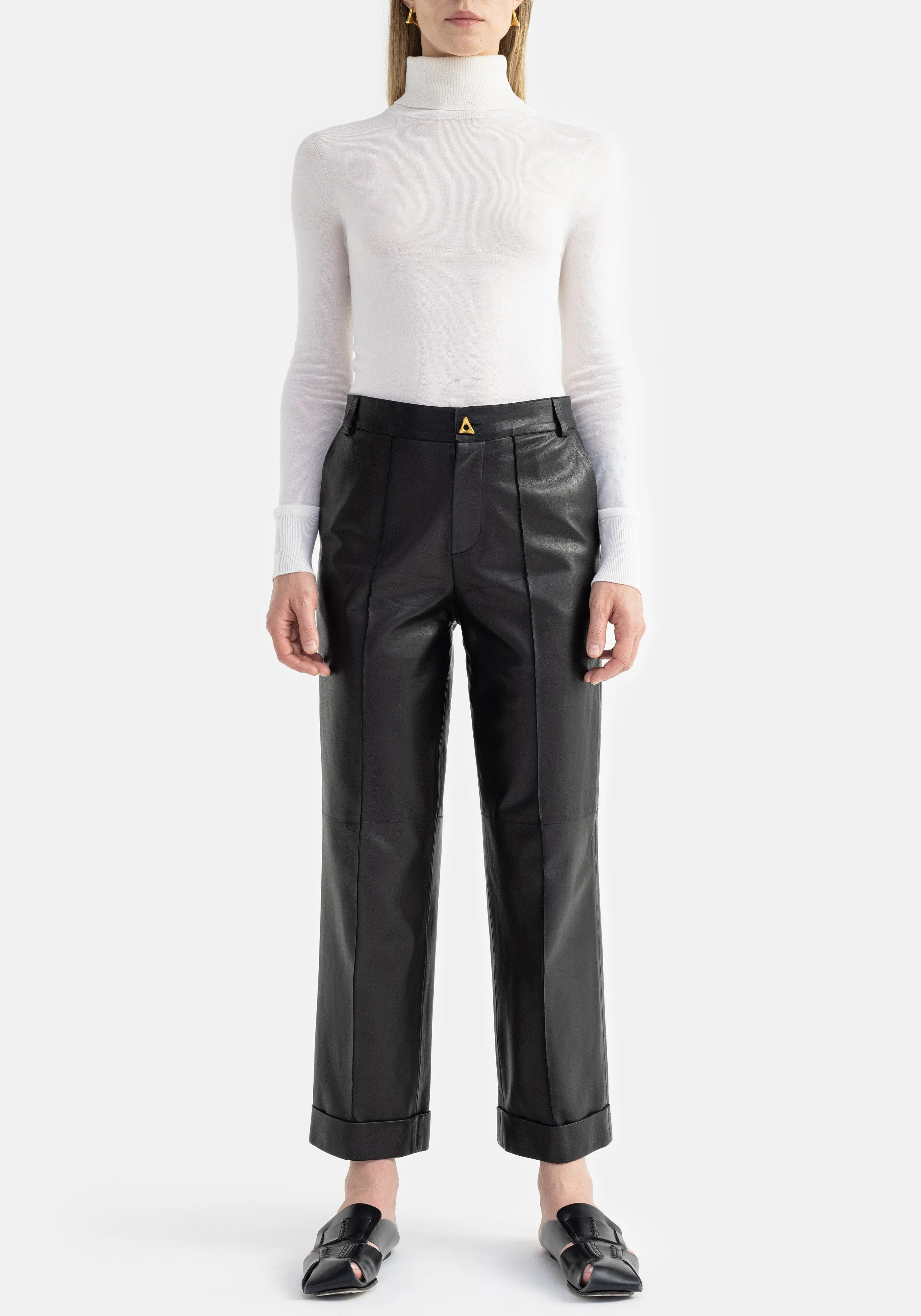 ZIMA Leather Cuffed Pants